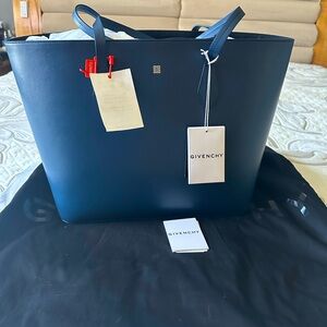 Givenchy Navy Blue Structured Tote Bag with Sturdy Handles